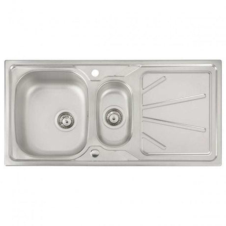 Abode Trydent 1.5 Bowl stainless steel inset kitchen sink 1000mm x 500mm with drainer