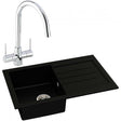 Abode Xcite 1.0 Bowl black metallic granite kitchen sink with chrome Nexa tap 780mm by 500mm