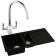 Abode Xcite 1.5 Bowl black metallic granite kitchen sink with dual-handle chrome Astral tap and 1000mm x 500mm dimensions
