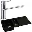 Abode Xcite 1.5 bowl black metallic granite kitchen sink with chrome Specto sink tap and drainer board