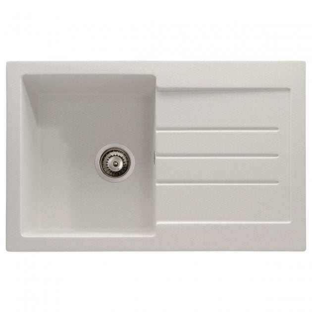 Abode Xcite 1.0 Bowl frost white granite inset kitchen sink with 780mm length and 500mm width