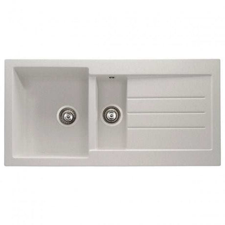 Abode Xcite 1.5 bowl frost white granite inset kitchen sink with 1000mm length and 500mm width