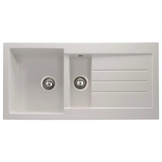 Abode Xcite 1.5 bowl frost white granite inset kitchen sink with 1000mm length and 500mm width