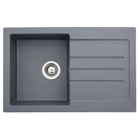 Abode Xcite 1.0 Bowl grey metallic granite inset kitchen sink 780mm x 500mm with drainer panel