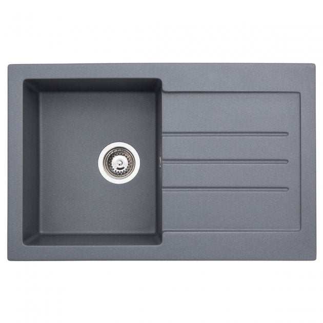 Abode Xcite 1.0 Bowl grey metallic granite inset kitchen sink 780mm x 500mm with drainer panel