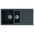Abode Xcite 1.5 Bowl black metallic granite inset kitchen sink with 1000mm length and 500mm width