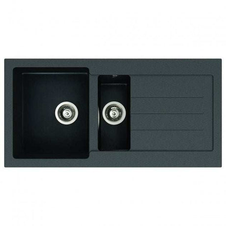 Abode Xcite 1.5 Bowl black metallic granite inset kitchen sink with 1000mm length and 500mm width