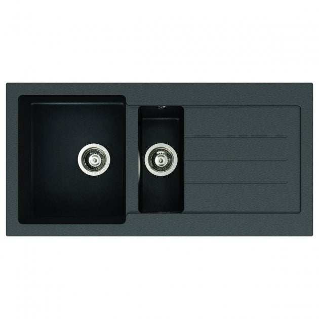Abode Xcite 1.5 Bowl black metallic granite inset kitchen sink with 1000mm length and 500mm width