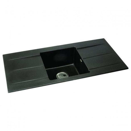 Abode Zero 1.0 Bowl black metallic granite inset kitchen sink 1000mm x 500mm with single bowl and draining areas