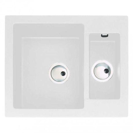 Abode Zero 1.5 Bowl white granite inset kitchen sink with 600mm length and 500mm width, durable and modern design