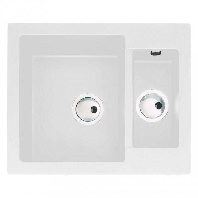 Abode Zero 1.5 Bowl white granite inset kitchen sink with 600mm length and 500mm width, durable and modern design