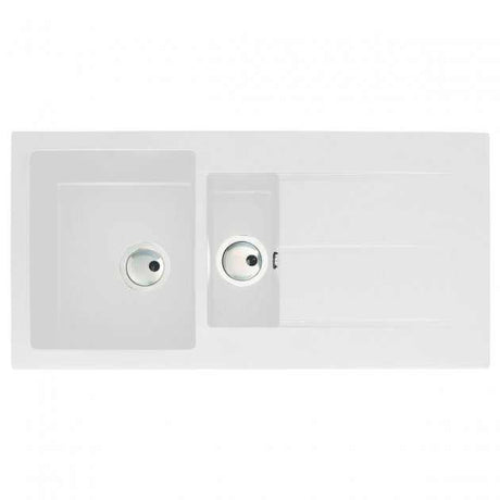 Abode Zero 1.5 Bowl white granite kitchen sink with reversible drainer, 1000mm x 500mm