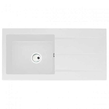 Abode Zero 1.0 Bowl white granite kitchen sink with reversible drainer and 1000mm length