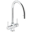 Abode Zest Monobloc chrome pull out kitchen sink mixer tap with dual lever handles