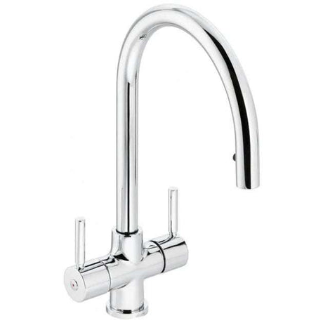 Abode Zest Monobloc chrome pull out kitchen sink mixer tap with dual lever handles