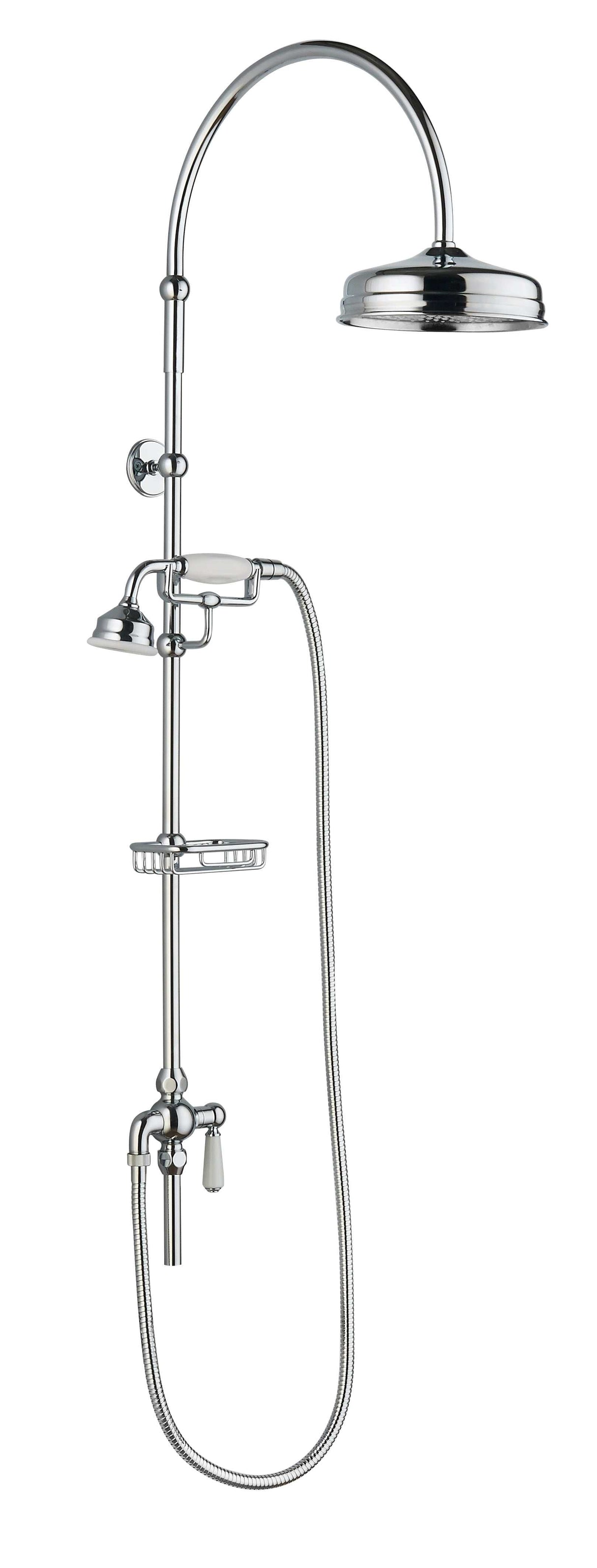 Hudson Reed Deluxe chrome-finished handset and shower head grand rigid riser kit for luxury bathroom showers