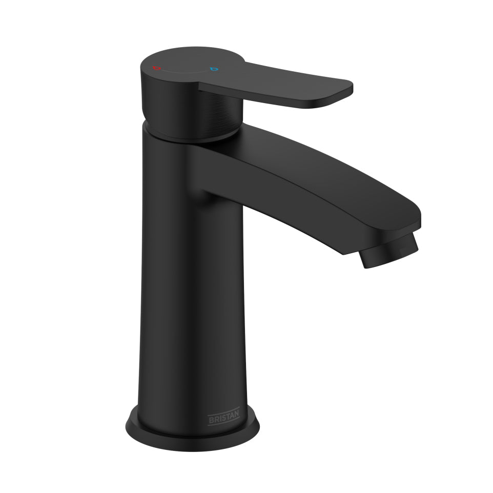 Bristan Appeal Eco Start Basin Mixer with Clicker Waste - Black - APL ES BAS BLK - TAP 'N' SHOWER