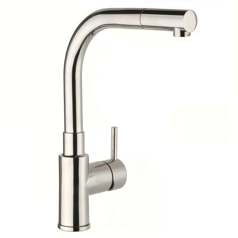 JTP Apco Single Lever kitchen sink mixer in stainless steel with pull out spray and sleek contemporary design