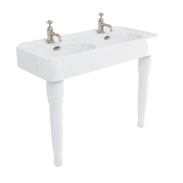 Burlington 2 Tapholes Arcade Double Basin 1215 x 560mm - White - ARC12002TH - TAP 'N' SHOWER