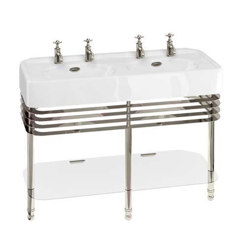 Burlington Arcade Wash Stand with Glass Shelf - Nickel - ARC24 - TAP 'N' SHOWER