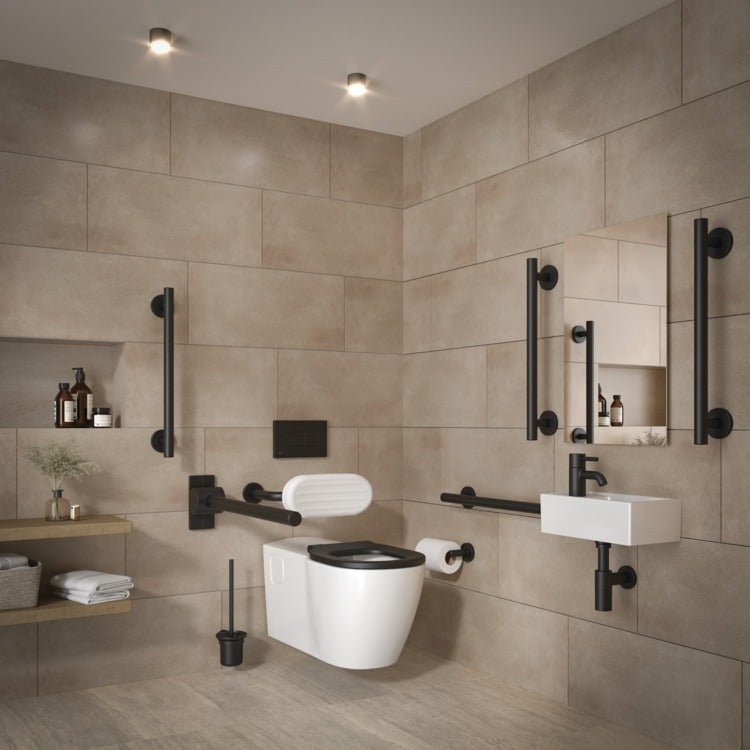 Armitage Shanks Concept Freedom Wall Mounted WC Doc M Pack with Black Rails Left Hand - E3366XG - TAP 'N' SHOWER