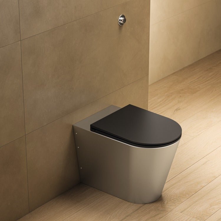 Armitage Shanks Perth 2 Back To Wall WC Toilet Pan With Seat - Stainless Steel - S3340MY - TAP 'N' SHOWER