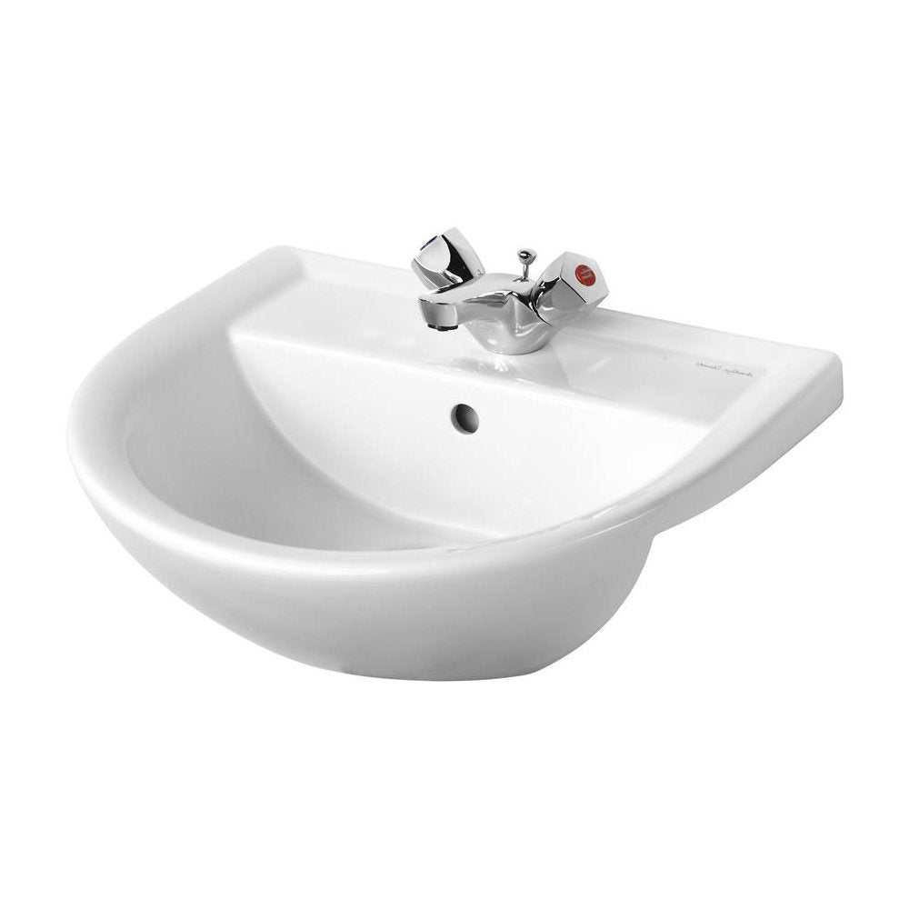 Armitage Shanks 500mm Wide 1 Tap Hole Sandringham 21 Semi-Recessed Bas
