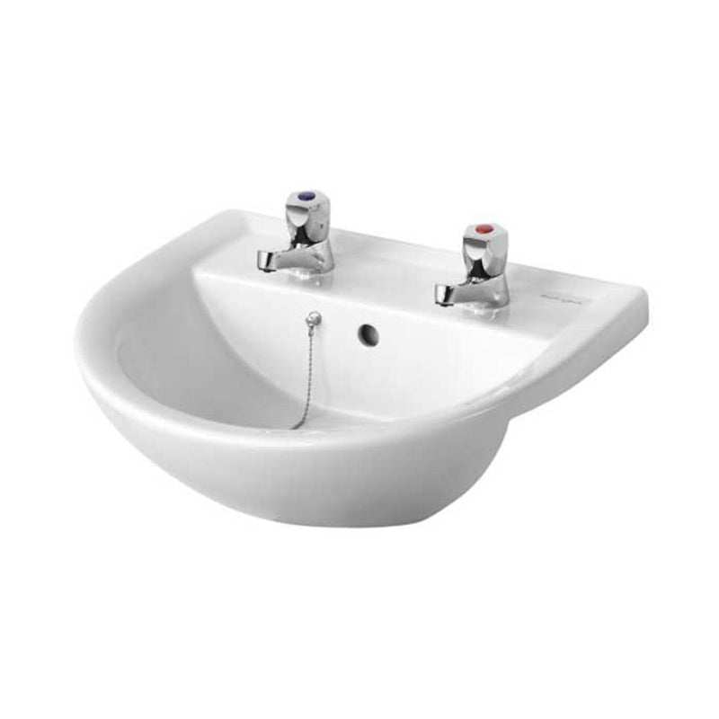 Armitage Shanks 500mm Wide 2 Tap Hole Sandringham 21 Semi-Recessed Bas