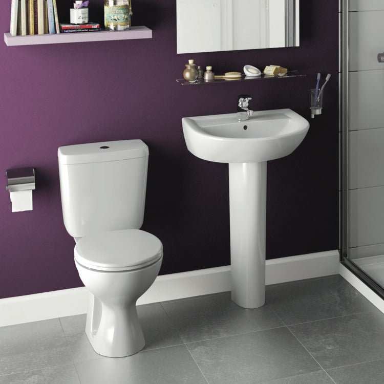 Armitage Shanks Sandringham 21 white close coupled toilet pan in modern bathroom setting