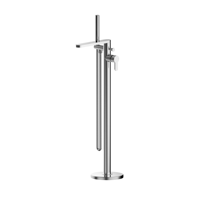 Nuie Arvan Modern Freestanding Bath Shower Mixer Tap with Shower Kit - Chrome - ARV321 - TAP 'N' SHOWER