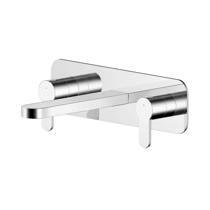 Nuie Arvan 3 - Hole Wall Mounted Basin Mixer Tap with Plate - Chrome - ARV350 - TAP 'N' SHOWER