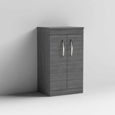 Nuie 2-Door Athena Floor Standing Vanity Unit and Worktop 500mm Wide - Brown Grey Avola - ATH004W