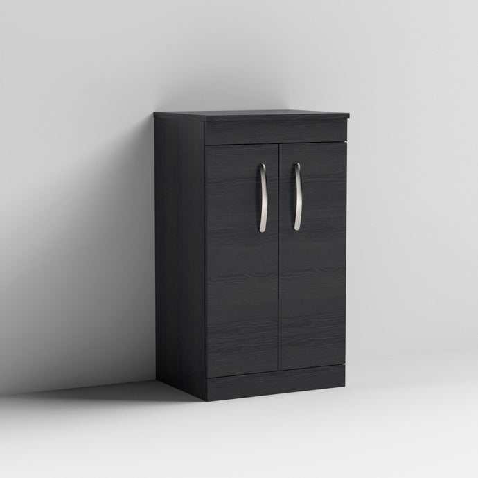 Nuie 2 - Door Athena Floor Standing Vanity Unit and Worktop 500mm Wide - Hacienda Black - ATH005W - TAP 'N' SHOWER