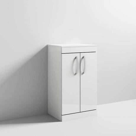 Nuie 2-Door Athena Floor Standing Vanity Unit and Worktop 500mm Wide - Gloss White - ATH006W