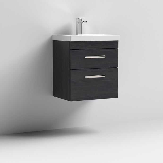 Nuie Athena Hacienda Black Contemporary 500mm Wall Hung Vanity & Basin 3 - ATH019D - TAP 'N' SHOWER