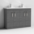 Nuie 4-Door Athena Floor Standing Vanity Unit with Double Basin 1200mm Wide - Brown Grey Avola - ATH025C