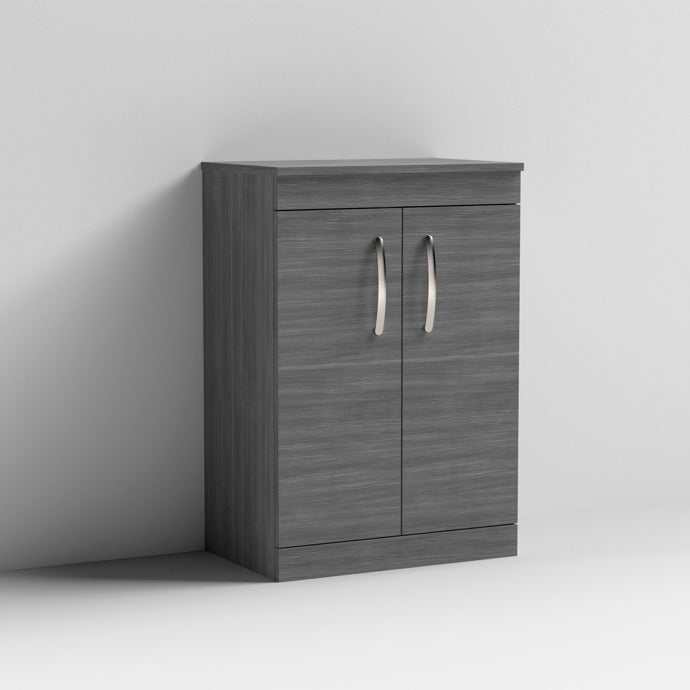 Nuie 2 - Door Athena Floor Standing Vanity Unit and Worktop 600mm Wide - Brown Grey Avola - ATH025W - TAP 'N' SHOWER