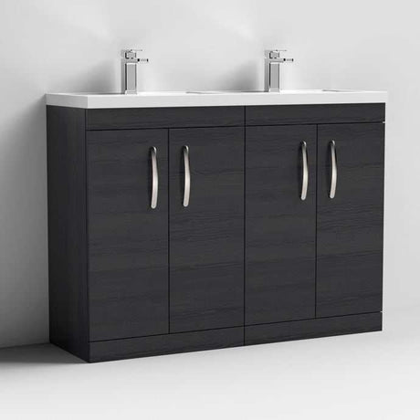 Nuie 4-Door Athena Floor Standing Vanity Unit with Double Basin 1200mm Wide - Hacienda Black - ATH026C