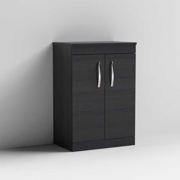 Nuie 2 - Door Athena Floor Standing Vanity Unit and Worktop 600mm Wide - Hacienda Black - ATH026W - TAP 'N' SHOWER