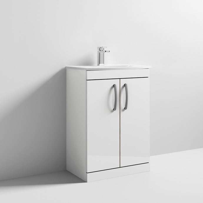 Nuie Athena 2 - Door Floor Standing Vanity Unit with Basin - 4 600mm Wide - Gloss White - ATH027G - TAP 'N' SHOWER