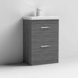 Nuie 2-Drawer Athena Floor Standing Vanity Unit with Basin-1 600mm Wide - Brown Grey Avola - ATH032A