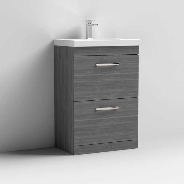 Nuie 2-Drawer Athena Floor Standing Vanity Unit with Basin-1 600mm Wide - Brown Grey Avola - ATH032A