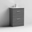 Nuie 2-Drawer Athena Floor Standing Vanity Unit with Basin-2 600mm Wide - Brown Grey Avola - ATH032B