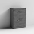 Nuie 2-Drawer Athena Floor Standing Vanity Unit and Worktop 600mm Wide - Brown Grey Avola - ATH032W