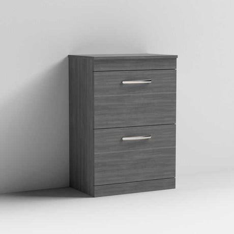 Nuie 2-Drawer Athena Floor Standing Vanity Unit and Worktop 600mm Wide - Brown Grey Avola - ATH032W