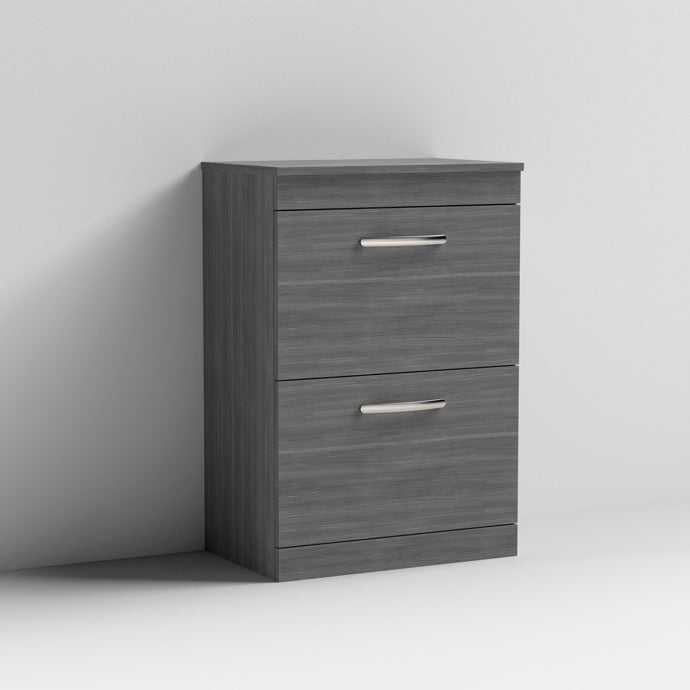 Nuie 2 - Drawer Athena Floor Standing Vanity Unit and Worktop 600mm Wide - Brown Grey Avola - ATH032W - TAP 'N' SHOWER