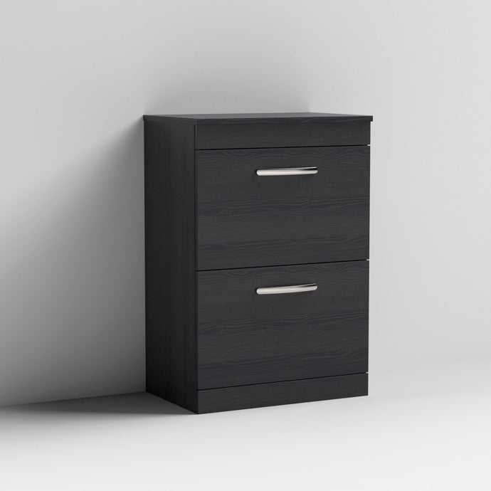 Nuie 2 - Drawer Athena Floor Standing Vanity Unit and Worktop 600mm Wide - Hacienda Black - ATH033W - TAP 'N' SHOWER