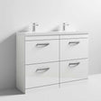 Nuie 4-Drawer Athena Floor Standing Vanity Unit with Double Basin 1200mm Wide - Gloss White - ATH034C