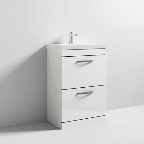 Nuie Athena Gloss White Contemporary 600mm Floor Standing Vanity & Basin 3 - ATH034D