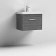 Nuie 1-Drawer Athena Wall Hung Vanity Unit with Basin-1 600mm Wide - Brown Grey Avola - ATH039A